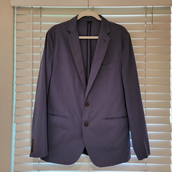 J Crew Blazer Men’s Size Medium Blue Gray 100% Cotton Unlined Sport Coat Jacket - Picture 1 of 6